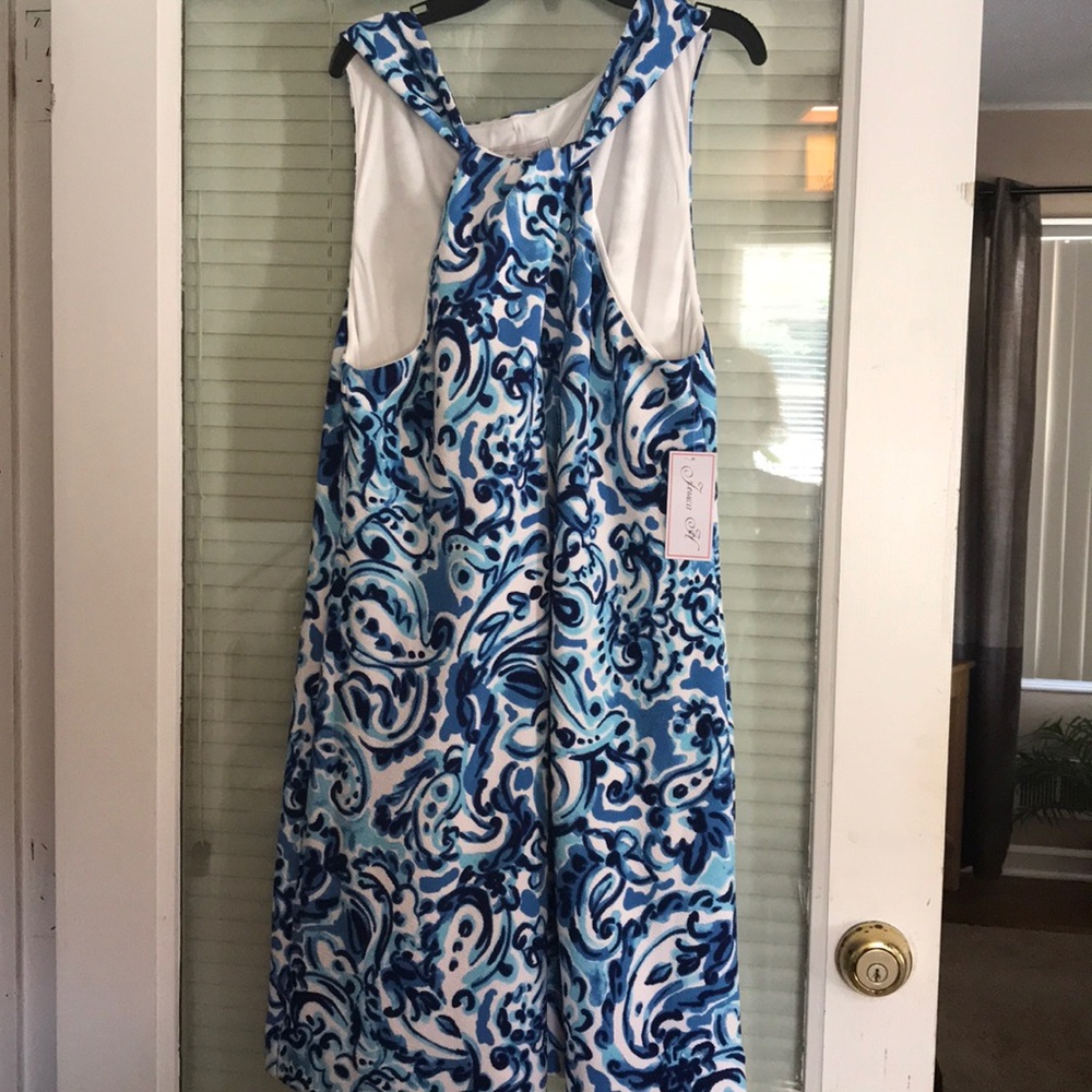 Gorgeous mix of blues dress.